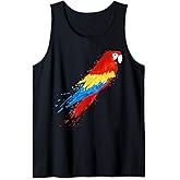Watercolour colourful scarlet macaw parrot bird painting Tank Top