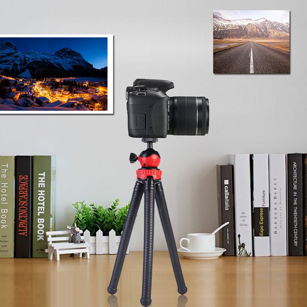 SHiZAK Flexible Ball Head Tripod with Bluetooth Remote Shutter Control, Phone Mount Adapter, Gopro Adapter for Gopro, Camera, Phone, etc.