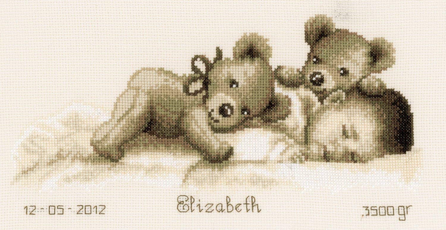 Vervaco Sleeping with Teddy Counted Cross Stitch Kit, Multi-Colour