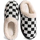 UBFEN Mens Womens Slippers Classic Plaid Winter Warm with Memory Foam Fluffy House Shoes Platform Indoor Bedroom