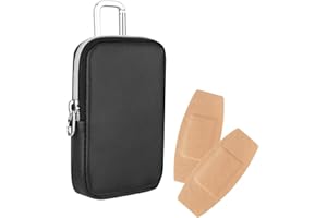 Beautyflier Storage Bag for Band-Aid Flexible Fabric Bandages, Portable PU Case for First Aid Bandages - Up to 4'' L, Travel Bag for First Aid Accessory, with Square Carabiner, Case Only (Black)