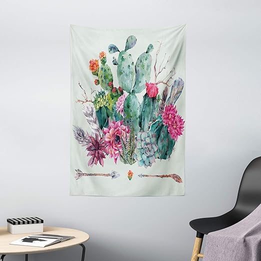 Amazon Com Ambesonne Cactus Tapestry Spring Garden With Boho