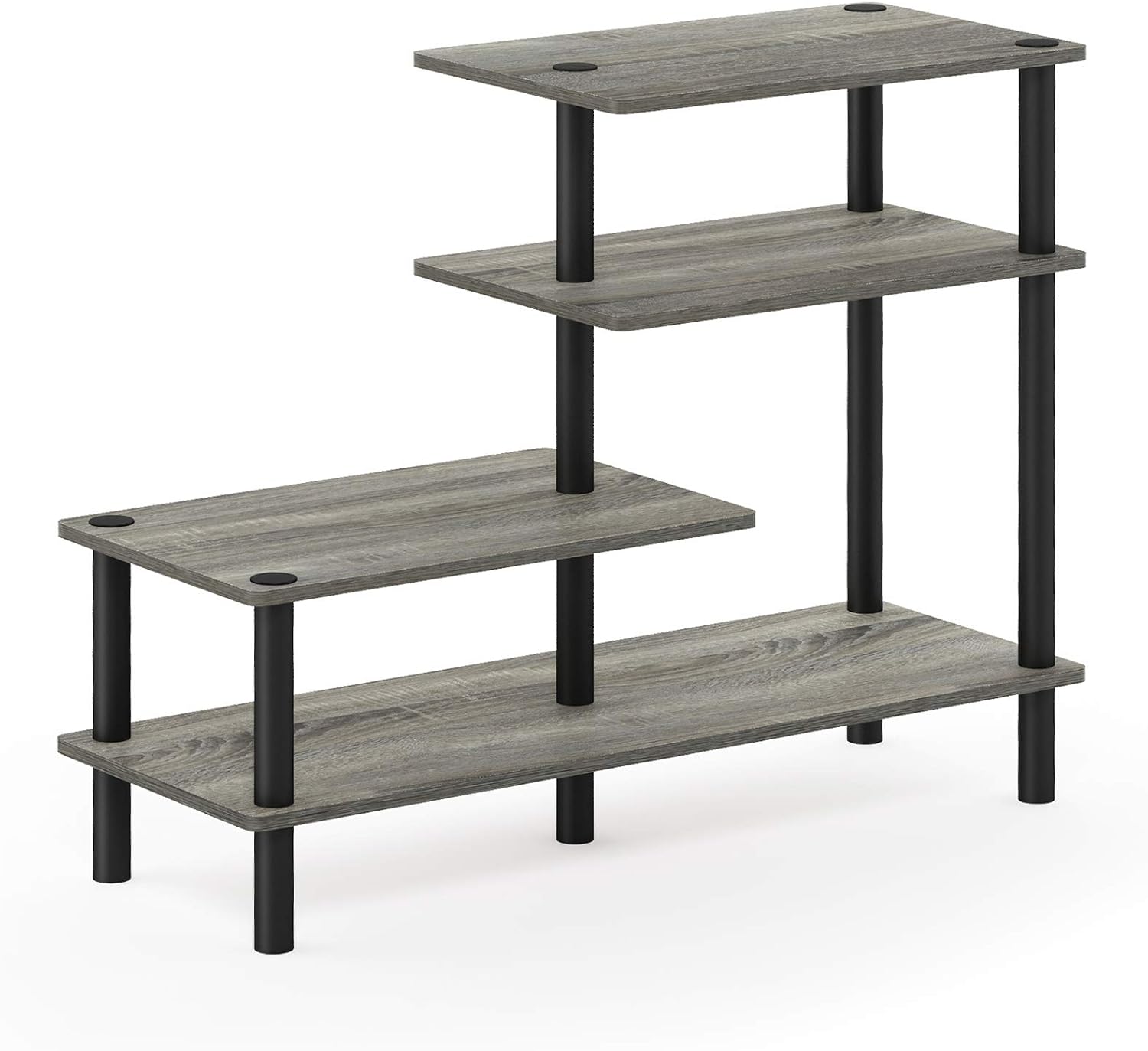 Furinno TURN-N-TUBE Storage Shelves, 4-Tier Ladder Book Shelf, Accent Display Shelf, Toolless Open Shelves, Round Tubes - Image 4