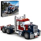 HJHVK Classic American Semi Truck Building Kit for Kids &amp; Adults - 269PCS | Big Rig Tractor Model, City Tow Truck, STEM Creative Transport Vehicle Collection &amp; Gift for Truck Fans, Compatible with Lego