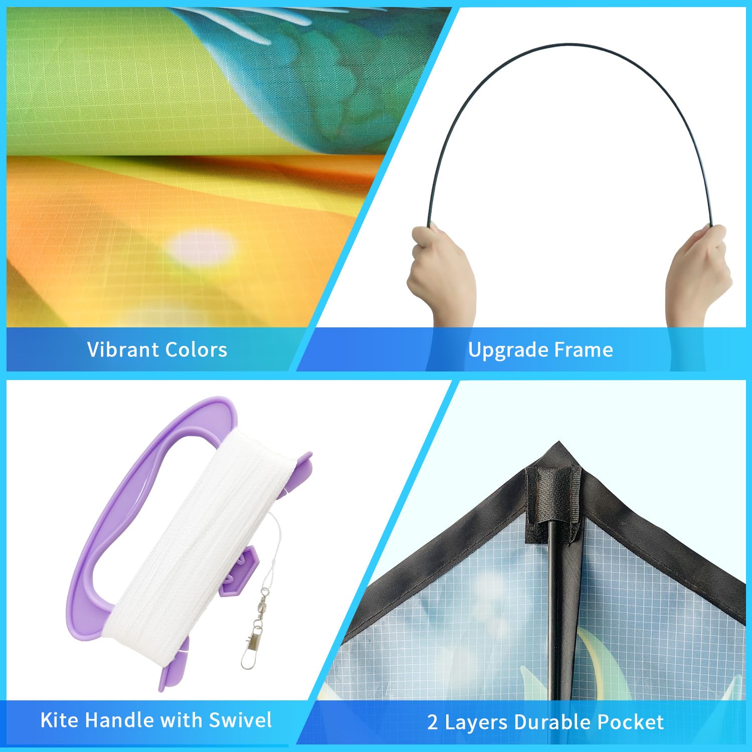 Xida Kites for Kids Ages 4-8, Large Kite for Adults, Easy to Fly Beach Kites with Handle and String,Perfect for Beginners,Beach,and Outdoor Flying Fun
