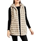 Amazhiyu Womens Faux Fur Open Front Vest Stand Collar Sleeveless Jackets Pockets