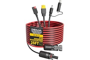 ENERNOVA Solar Panel Adapter Kit, 25Ft Solar Charge Cable 4-in-1 Adapter Cable (XT60, Anderson, DC5521, DC7909) Adapter Connector Kit for Solar Panel Portable Power Station Solar Generator(14AWG & 16AWG)