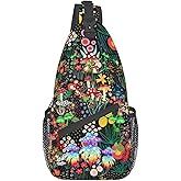 JDEIFKF Mushroom Sling Bag Travel Crossbody Bag Chest Daypack Hiking Shoulder Bag For Men Women