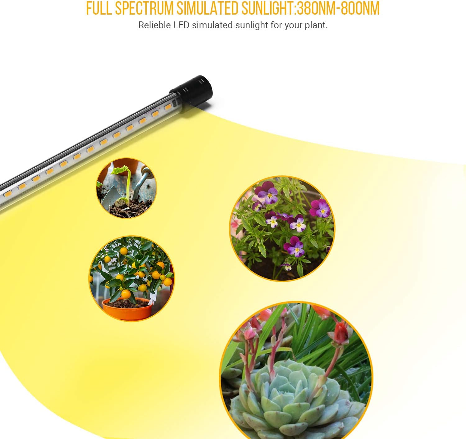 LED Grow Light for Indoor Plant, Fauna 80W Auto ON/Off Timer Full Spectrum Plant Lights 3/6/12H Timing 5 Dimmable Levels for House Garden Hydroponics Succulent Growing: Home Improvement
