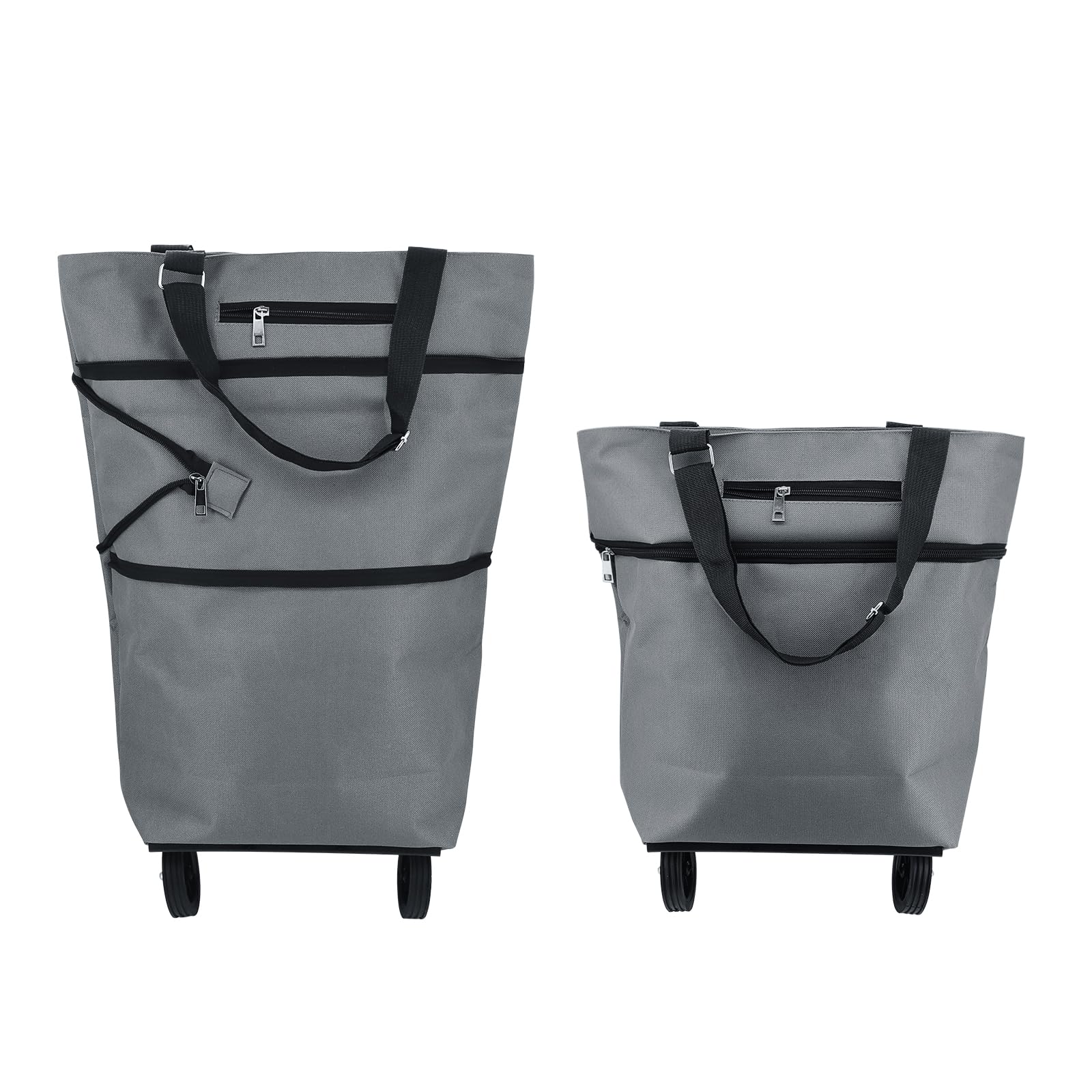 Beowanzk Collapsible Shopping Trolley, Foldable for Supermarket & Grocery Shopping (Gray) — image 1