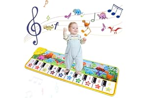 M SANMERSEN Piano Mat for Kids, 43” x 14” Floor Piano Keyboard Mat Carpet Touch Playmat with 10 Demo Songs/ 8 Dinosaur Sounds, Musical Mat Toys Gift for 1 2 3 4 5 Years Old Baby Boys Girls