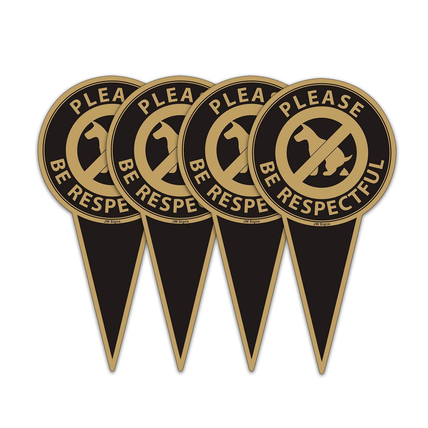 Please Be Respectful (4Pack)12"x6" No Dog Poop Yard Metal Signs Double Sided No Pooping Dog Sign UV Protected and Weatherproof Stop Dogs from Pooping or Peeing On Your Lawn Yard Sign