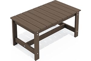 SERWALL HDPE Patio Coffee Table, Rectangle Outdoor Coffee Table, All Weather Patio Table for Deck, Pool, Balcony, Indoor or Outdoor Use, Coffee