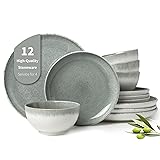 Pokini Gradient Green Stoneware Dinnerware Sets, 12
