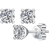 JNQZM Moissanite Earrings, 925 Sterling Silver Stud Earring for Women Men, 1-4 CT D Color VVS1 Lab Created Moissanite Studs, Hypoallergenic Rhodium Plated Jewelry Gifts