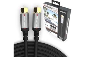 Monster Essentials RG-6 Coax Cable with Gold-Plated F-Pin Coaxial Cable Connector - High Speed Internet Cable with Duraflex J