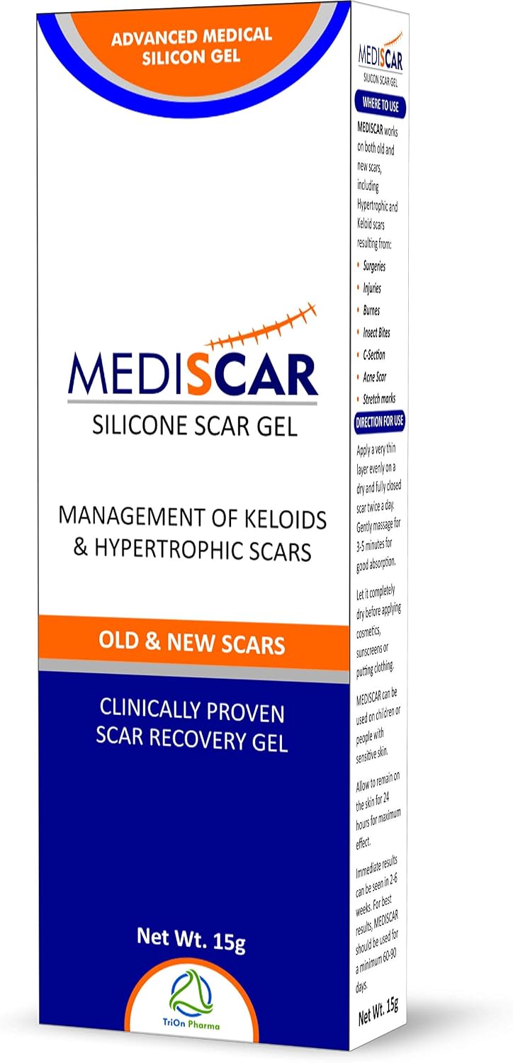 MediScar Silicone Scar Gel 15g, Keloid Scar Treatment, Hypertrophic Scar Removal Gel- Scar Removal for Face Body