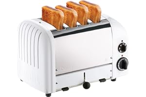 Dualit Classic 4 Slice NewGen Stainless Steel Toaster, White - Hand Built in The UK, Replaceable ProHeat® Elements – Slot Sel