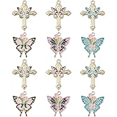 KitBeads 30pcs 6 Styles Butterfly and Cross Gothic Insect Crucifix Butterflies Charms for Jewelry Making