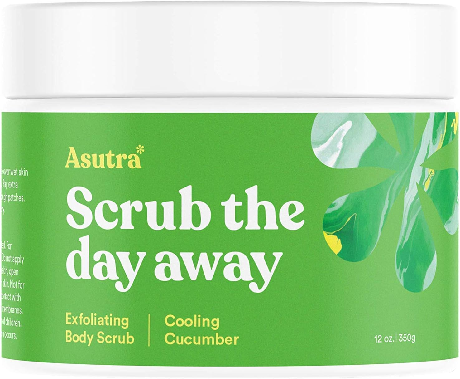 ASUTRA Dead Sea Salt Body Scrub Exfoliator (Cooling Cucumber), 12 oz | Ultra Hydrating, Gentle, Moisturizing | All Natural & Organic Jojoba, Sweet Almond, Argan Oils