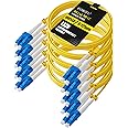 Foboiu LC to LC OS2 Fiber Patch Cable 3m 5-Pack, LC UPC to LC UPC Duplex OS1 Single Mode Optical Patch Cable, 9/125um LSZH SMF Jumper Cord Yellow 3 Meter(10ft)