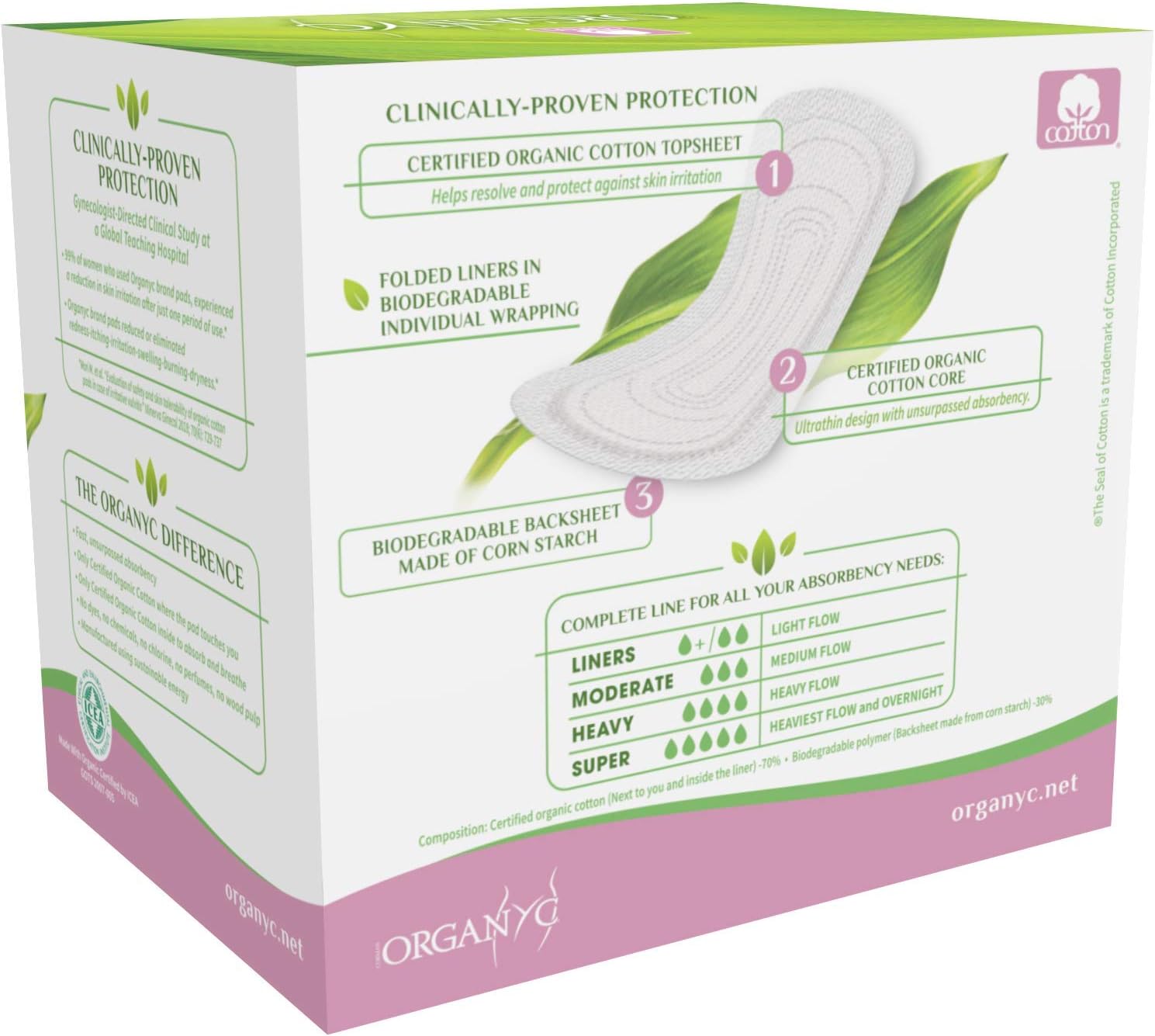 Organyc 100% Certified Organic Cotton Panty Liner – Everyday Pantiliner, Light Flow (24 Count) (B003ART1IW): Health & Personal Care