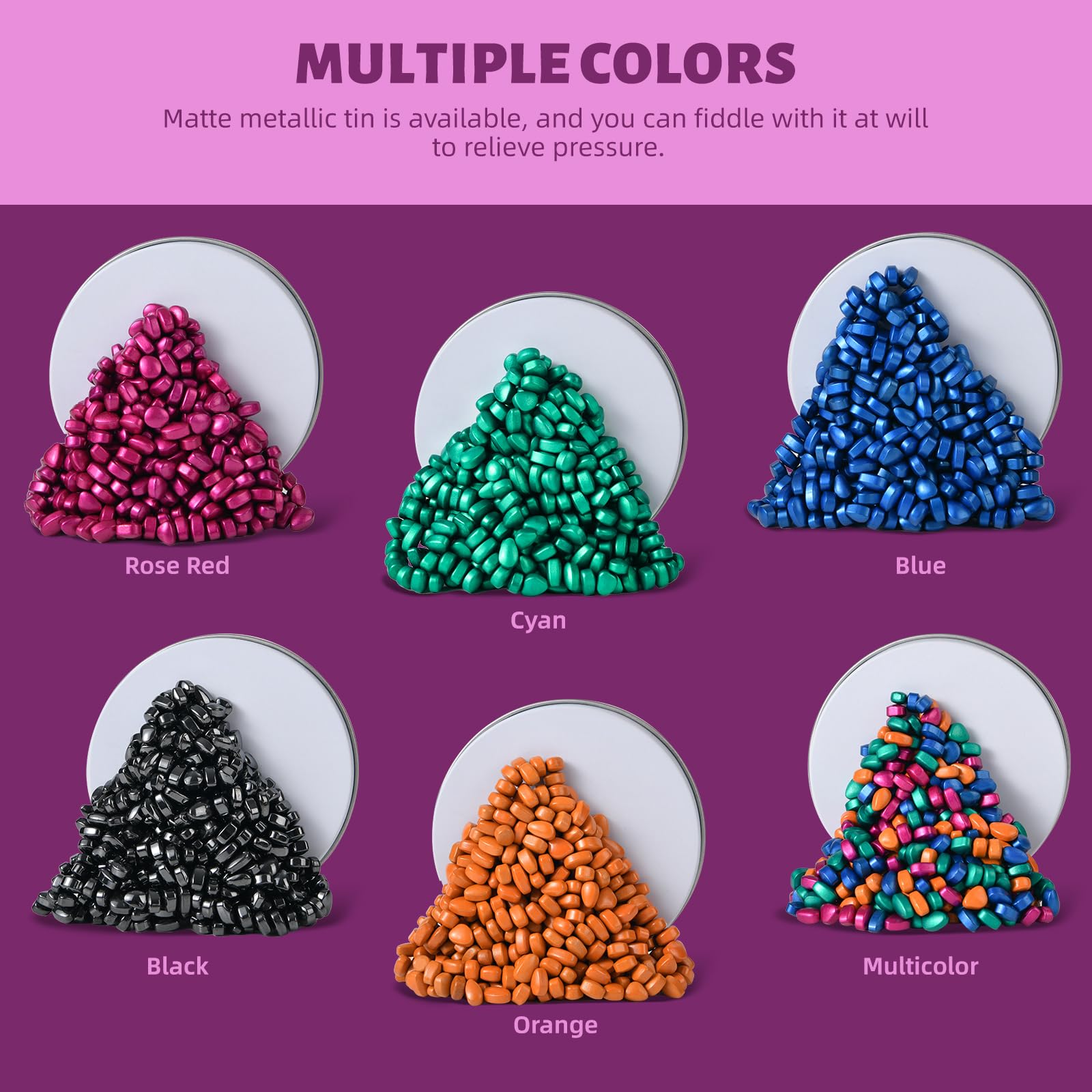 LCVUUK Fidget Toys Adults,Sensory Stones for Stress Relief,300+Multicolour Smooth Ferrite Rocks, Desk Fidgets Toy,Adults Gifts, Holiday Stocking Stuffer