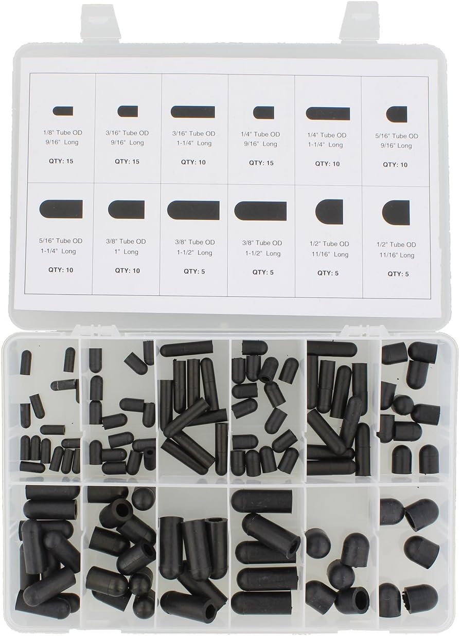 ABN Rubber Vacuum Cap 115-Piece Assortment Set – Automotive Carb Line & Hose Caps Kit for Carburetor, Manifold, More: Automotive