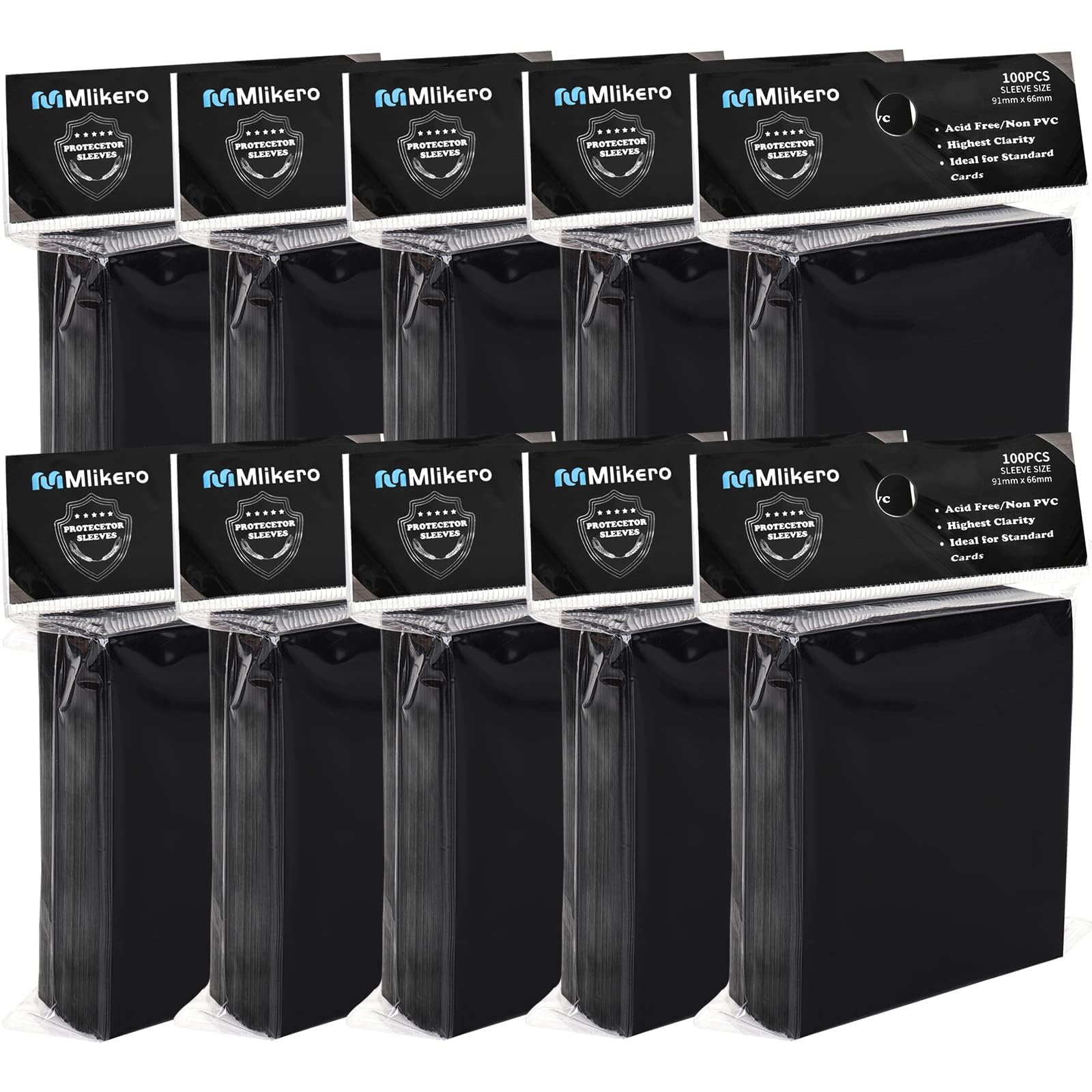 Mlikero 1000 Pack Black Card Sleeves, 66 x 91 mm Standard Size Matte Trading Card Sleeves Fit for MTG, Trading Cards, Sports, Game Cards