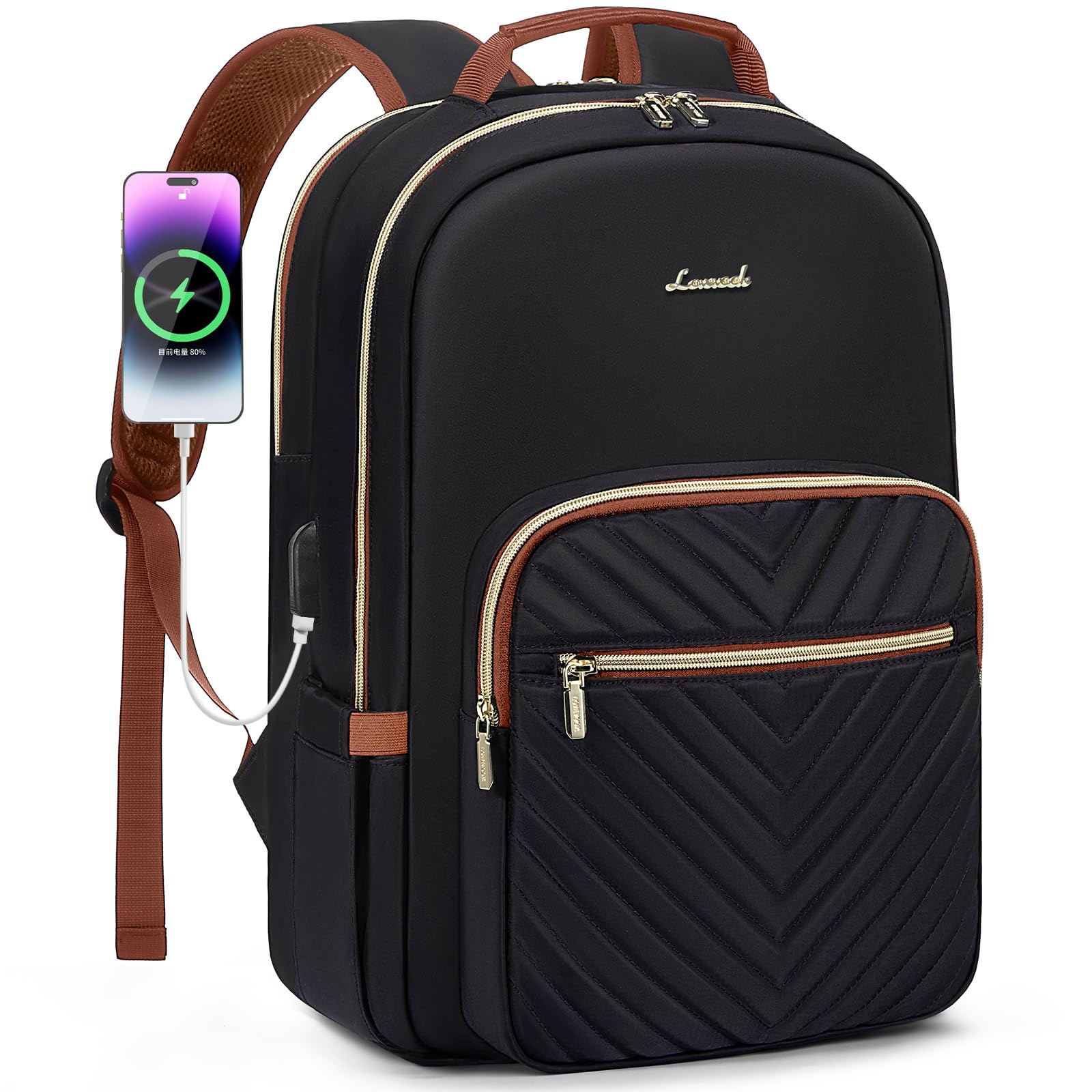 Photo 1 of LOVEVOOK Laptop Backpack for Women 15.6 inch,Cute Womens Travel Backpack Purse,Professional Laptop Computer Bag,Waterproof Work Business College Teacher Bag Carry on Backpack with USB Port,Black Brown