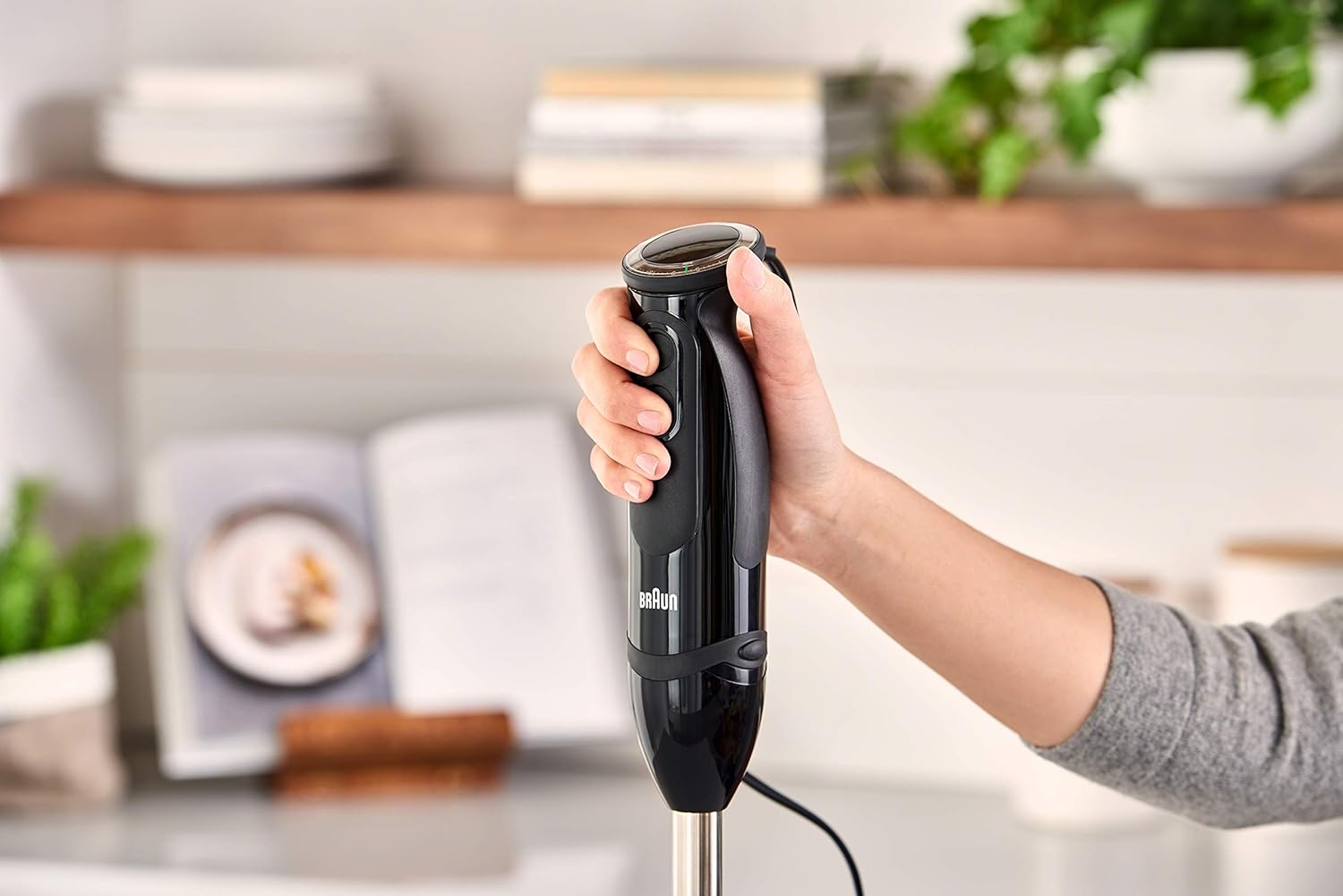 Braun 3-in-1 Immersion Hand Blender, Powerful 400W Stainless Steel Stick Blender, 21-Speed + 1.5-Cup Food Processor, Whisk, Beaker, High Quality, Easy to Clean, MultiQuick MQ5025: Kitchen & Dining
