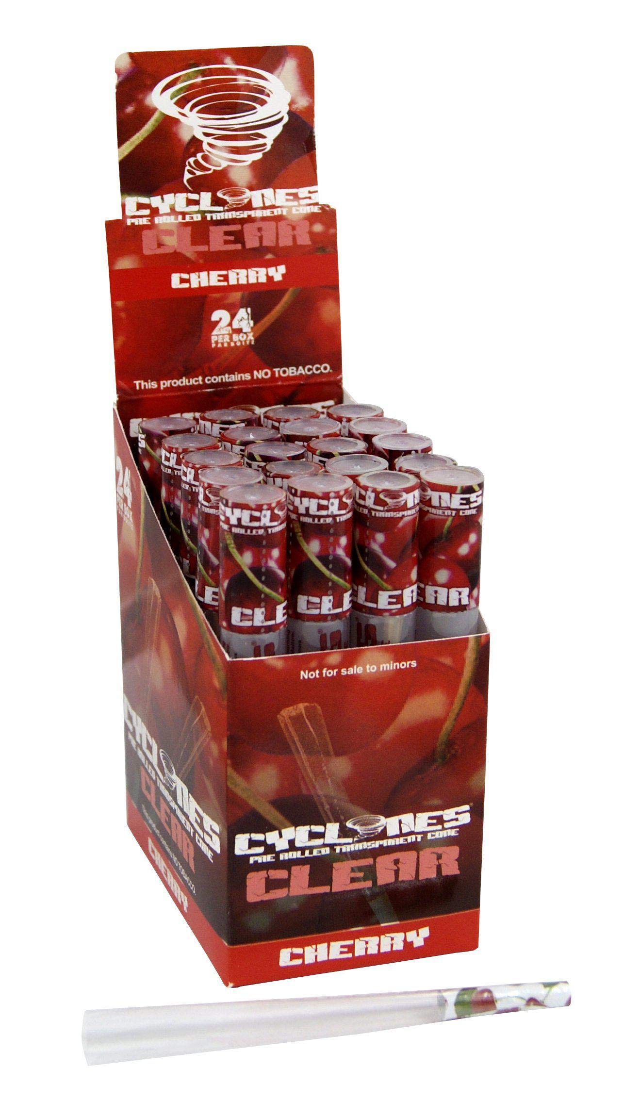 Cyclone Pre-Rolled Clear Cones (Choose from 8 Flavors) (Cherry, 24)
