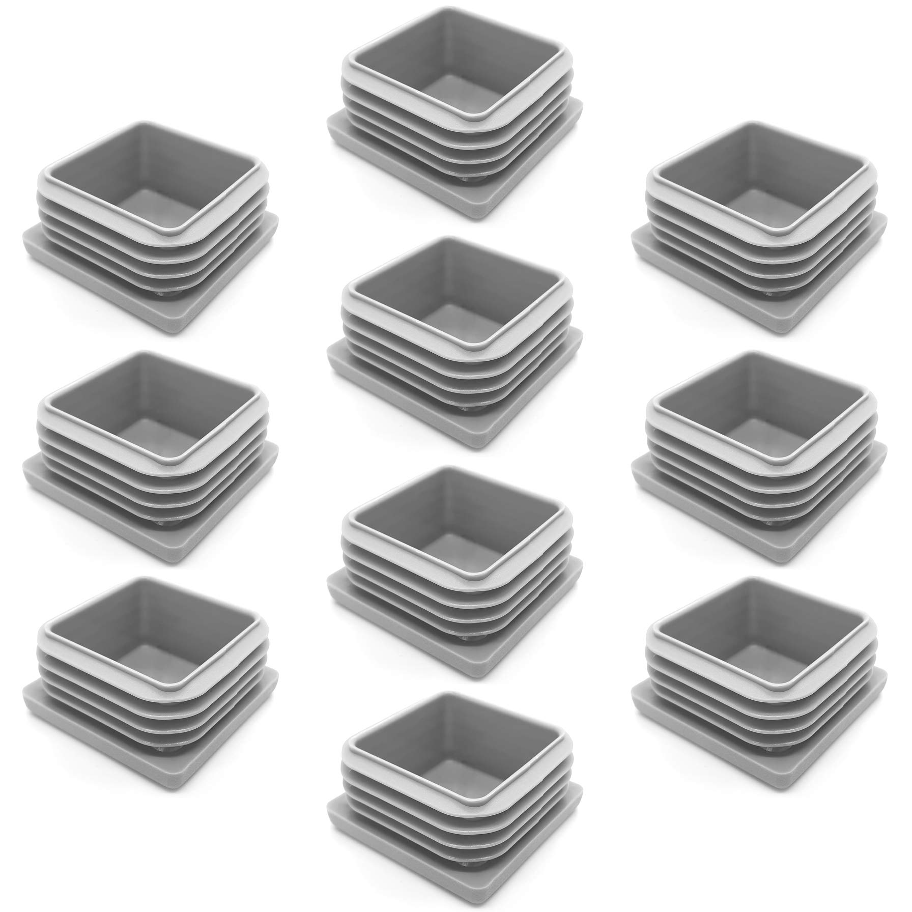 Enkotrade Lamellar Plugs Grey for Square Pipes, 70 x 70 mm, Pipe Cover Made of High-Quality Polyethylene Plastic, Plugs, End Plugs, Caps, Gliders, Pipe Plugs, Square Pack of 10