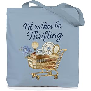 Chicimln Vintage Thrifting Tote Bag, Gifts for Thrift Lovers Canvas Tote Bags
