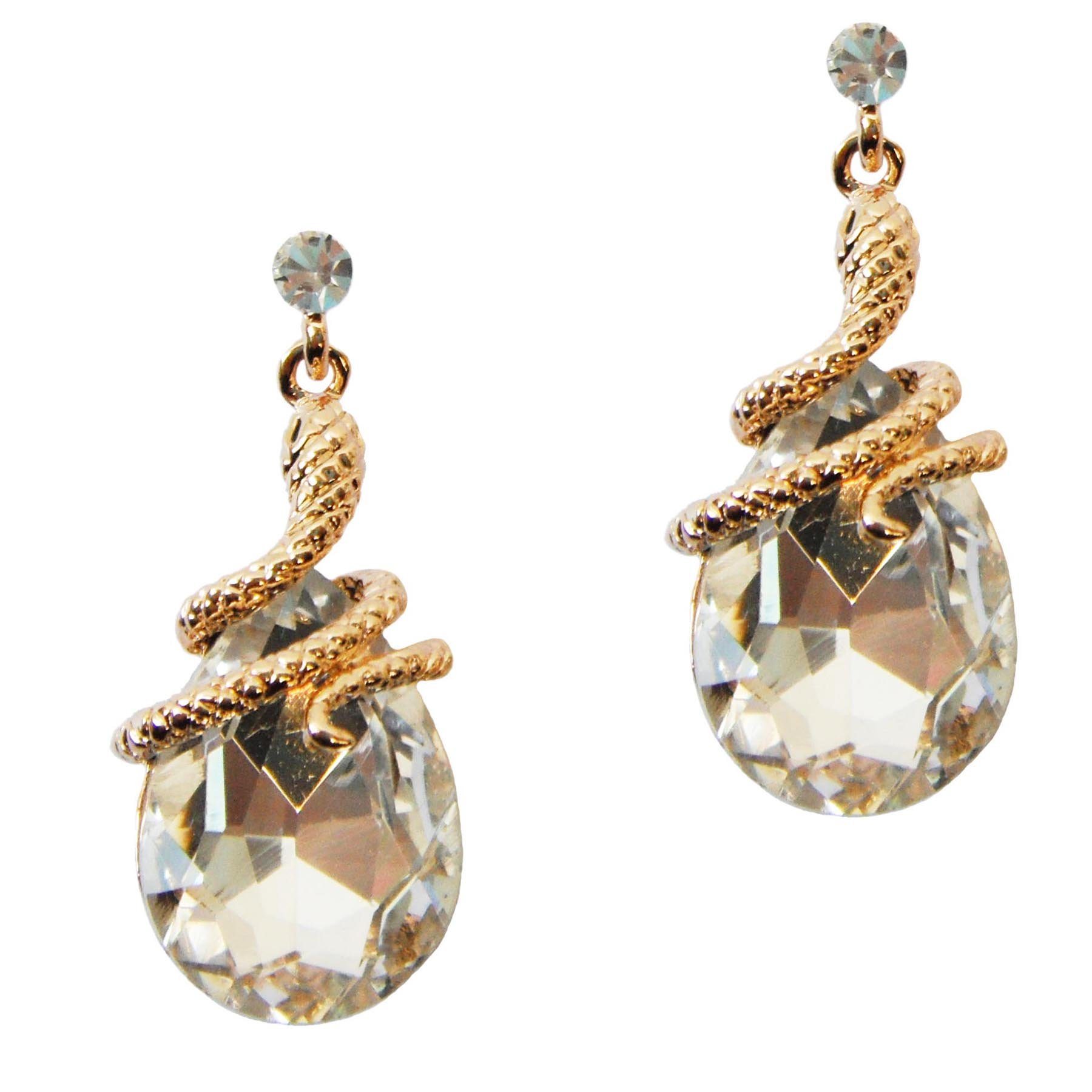 Navachi 18k Gold Plated Crystal White Zircon Snake Drop Dangle Az2691e Stud Earrings