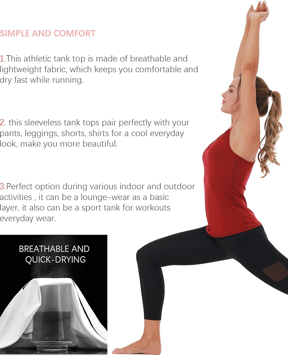 TELALEO Tank Tops for Women, Workout Athletic Racerback Tank Tops for Basic Activewear, Sleeveless Dry Fit Shirts 1-5 Pack: Clothing