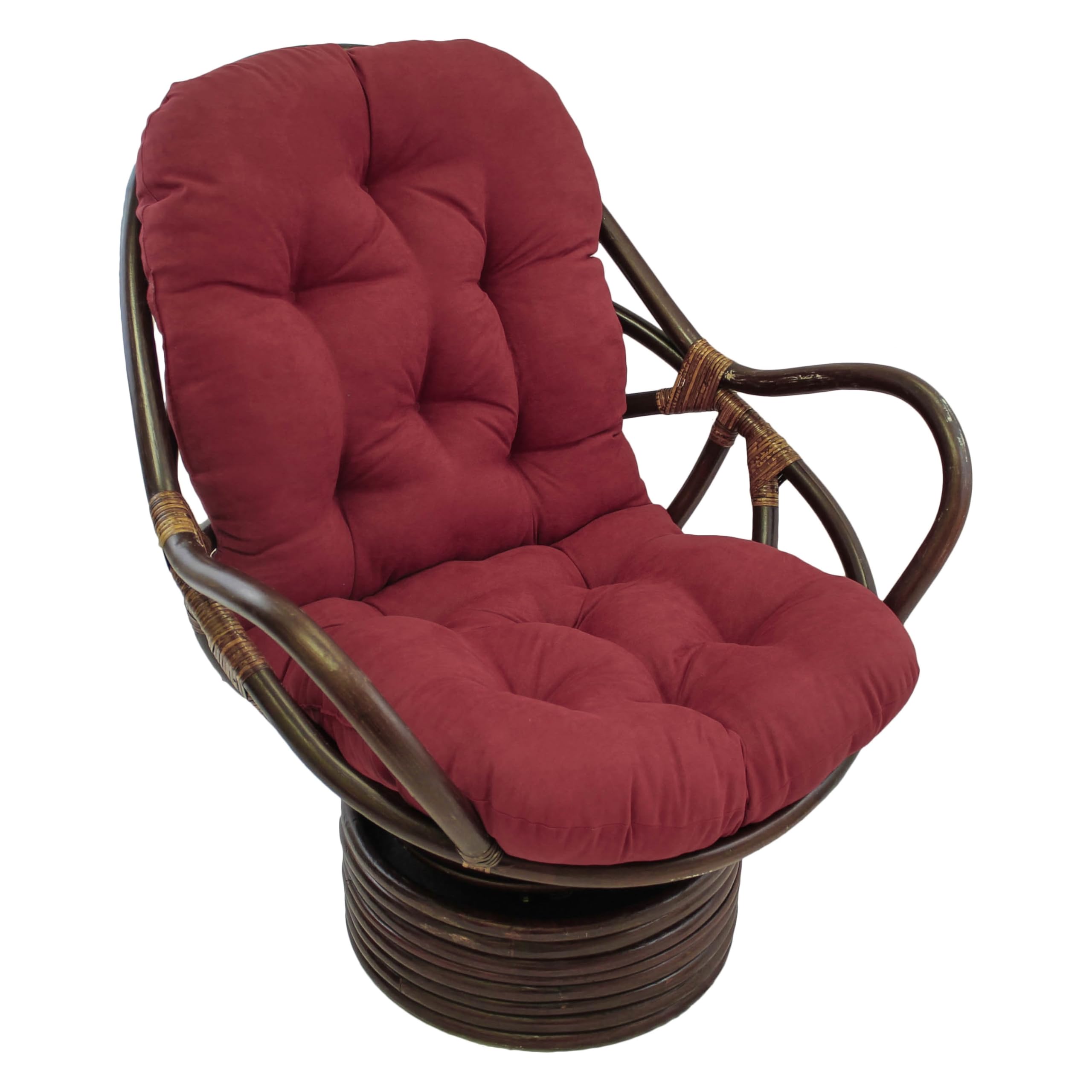 Photo 1 of Blazing Needles Solid Microsuede Swivel Rocker Chair Cushion, 48" x 24", Red Wine