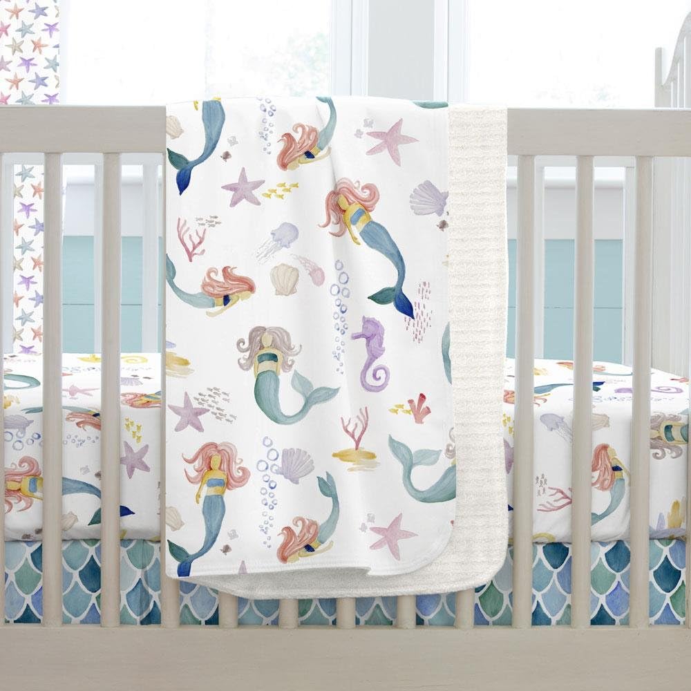 Carousel Designs Watercolor Mermaids Crib Blanket