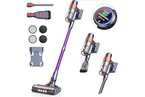 POWERFFY Cordless Vacuum Cleaner, 40KPA Stick Vacuum Cleaner 450W Powerful Vacuum Cleaners, Up to 55 Mins Runtime 1.5L Dust Cup Lightweight Vacuum Cleaners for Home Carpet Pet Hair Hard Floor