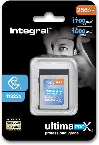 Integral 256GB CFexpress Type B 2.0 Memory Card 1700MB/s Read 1600MB/s Write