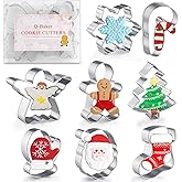 Christmas Cookie Cutters, 8Pcs Winter Holiday Cookie Cutter Set, Stainless Steel Metal Cutter with Gingerbread Men,Christmas 