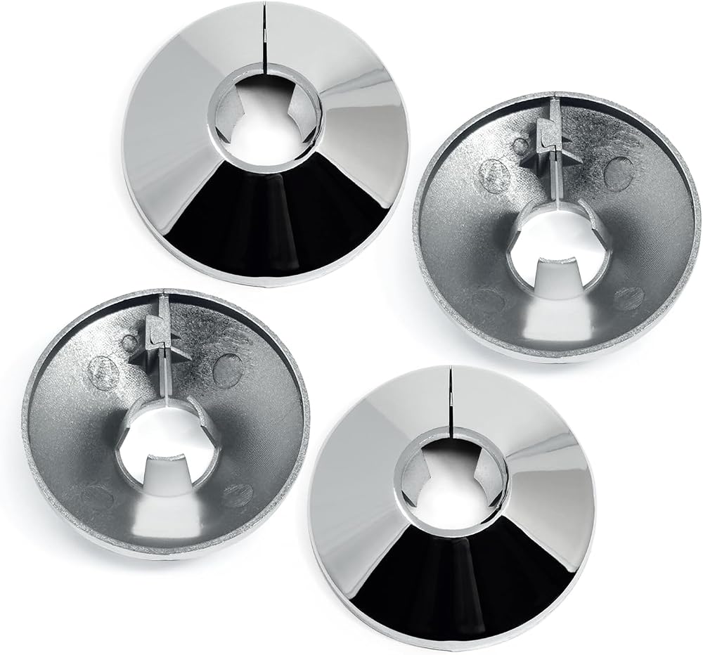 Besto Radiator Pipe Covers Chrome Pack of 4 15mm 4.5cm Wide Snap On
