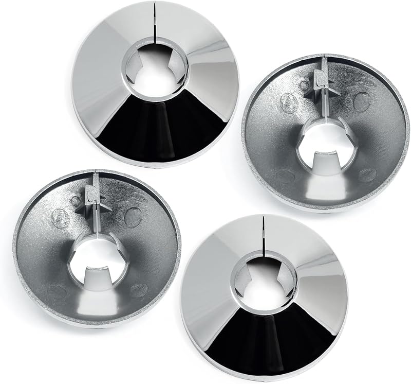 Besto Radiator Pipe Covers Chrome Pack of 4 15mm 4.5cm Wide Snap On