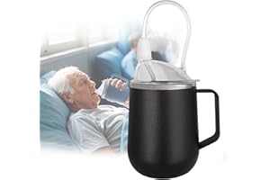 ACUDUDOMA Adult Spill Proof Cup for Elderly, 3 in 1 Stainless Steel Sippy Cup with 2 Straw and 2 Spouts, Suitable for Seniors Disabled Patients Limited Mobility, 15 OZ