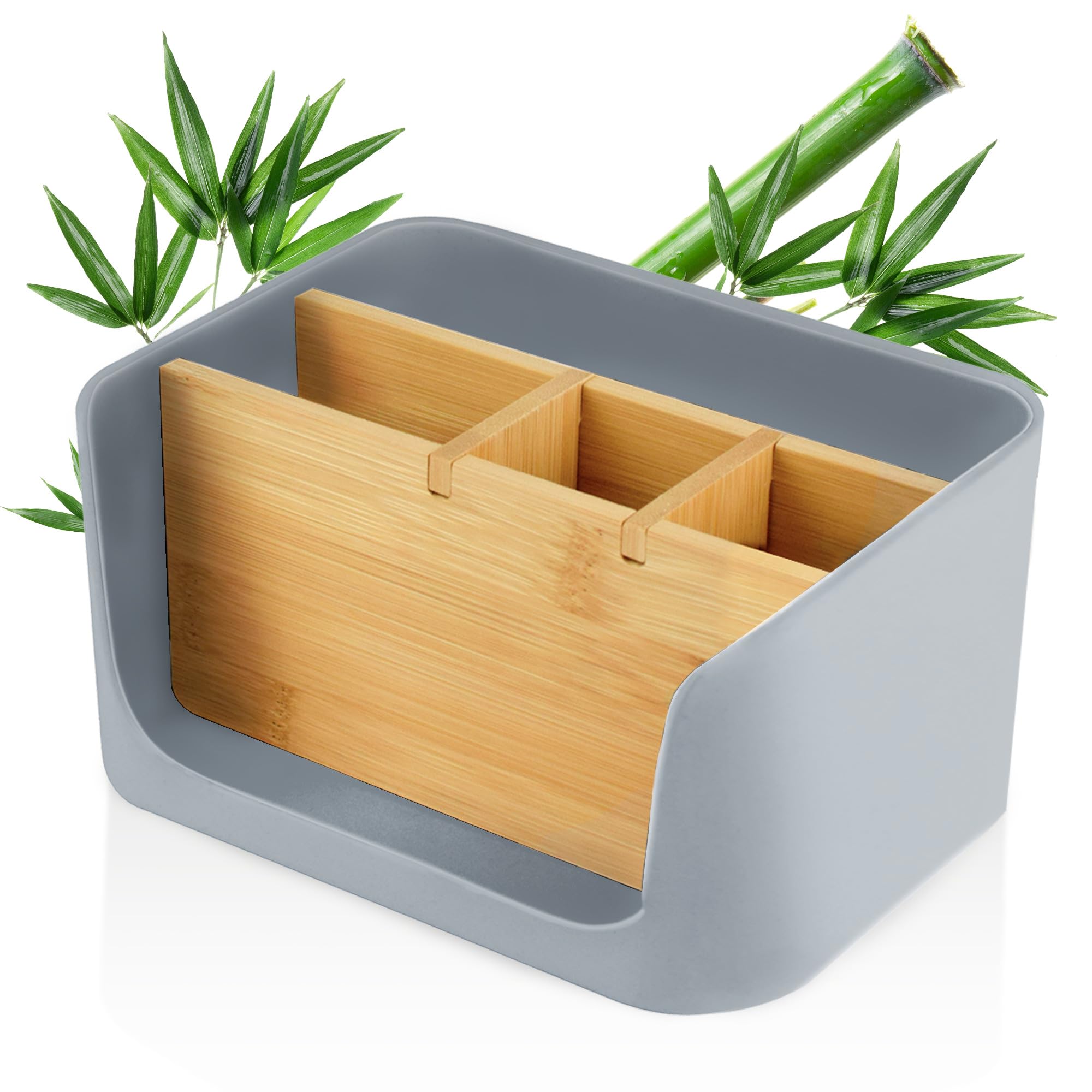 LIVONDO ECO Desk Organiser, Table, Office, Cosmetic Organiser, Mobile Phone & Tablet Holder, Pen Holder, Desk, Letter Tray, Napkin Holder, Home Office Storage (Small, Grey)