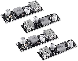 12V to 5V USB Buck Converter, MELIFE 4pcs DC-DC Step Down Module 9V-32V Step Down to DC 5V-5.3V 3A Volt Transformer QC 3.0 Charging Module Power Supply Module