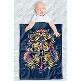 Harry Potter Lightweight Baby Blanket, 30"X40", Hogwarts Multi-Colored Floral Crest Unisex for Infants Girls & Boys