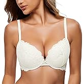Wingslove Women's Push Up Bra Lace Comfort Padded Add 1 Cup Plunge Underwire Bras Lift Up