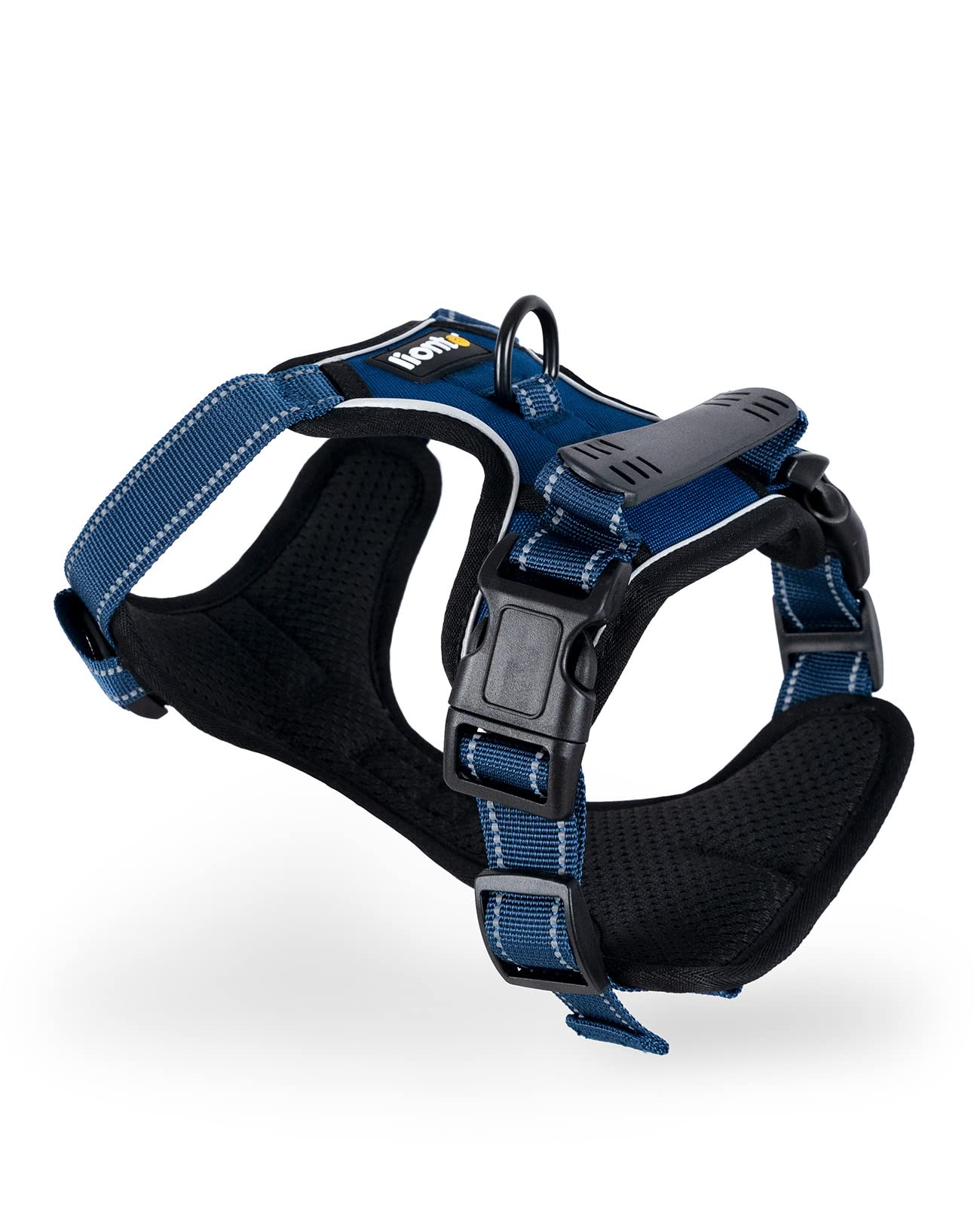 lionto Dog Harness Padded Anti Pull Harness Reflective Safety Harness Adjustable Size M Blue