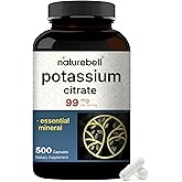 NatureBell Potassium Citrate 99mg, 500 Capsules - Chelated Mineral Supplements - Non-GMO, Gluten Free